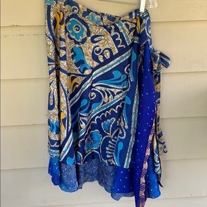 Blue Patterned Women's Swim Sarong Wrap